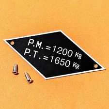 Plaque tare Peugeot 203 C5 - avec rivets à frapper - Plaque alu 203 commerciale