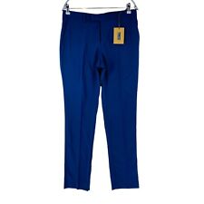 BALIBARIS Femme Bleu Foncé Slim Fit 100% Laine Robe Pantalon Taille Eur 40 W32