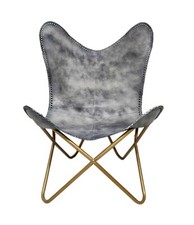 Chaise Papillon En Cuir Gris