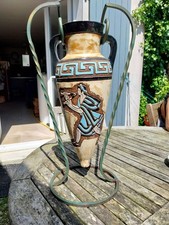 VALLAURIS AMPHORE ROBERT LOISELEUR CERAMIQUE ANNEES 50' DECOR EMAILLE GRECQUE 