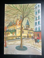 Tableau papier technique mixte Maurice Utrillo (fait main) signé et estampillé
