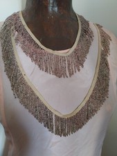 Bordure 1920/30 avec franges perlées 125 cm X 4,50 cm avec le galon