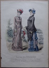 § gravure ancienne mode Journal des demoiselles 4252