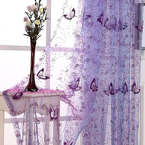 Rideaux tulle voile brodés - rideaux,