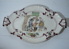 Sarreguemines U&C grand plat en faïence petits métiers rétameur ferblantier