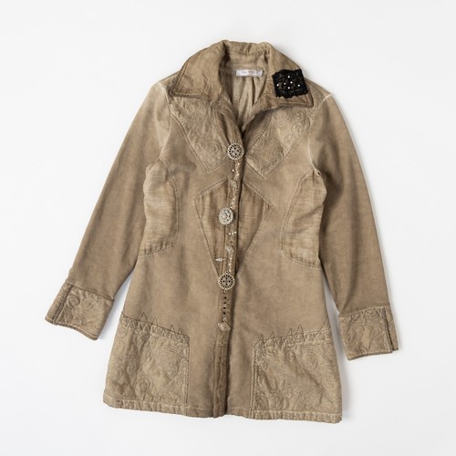 Veste longue beige - , brodée