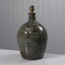 Pied de lampe en grès de puisaye pyrité émaillé Denis Avonts La Borne 1980s