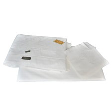 PARURE DRAPS ANCIENS BRODES PUR COTON BLANC 2 DRAPS 1 TAIE