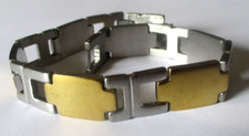 Bracelet grande gourmette homme en acier inoxydable et plaqué or bijou 3517