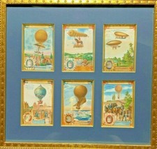 TABLEAU - BEL ENCADREMENT DORE - 34,2 cm x 36,2 cm 6 VIGNETTES CHROMO19 ème