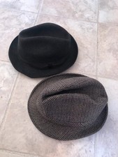 Lot 2 Chapeaux Anciens Homme Taille 57 Gris Marron Bugarach Chapelier Paris