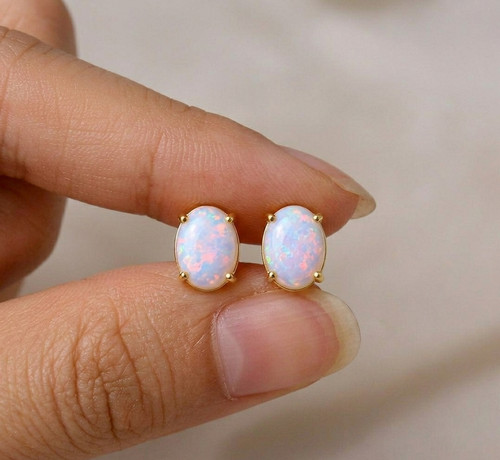 Boucles oreilles clous opale - clous,
