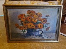 Peinture Ancienne Huile Sur Panneau Représentant Un Bouquet De Fleurs 