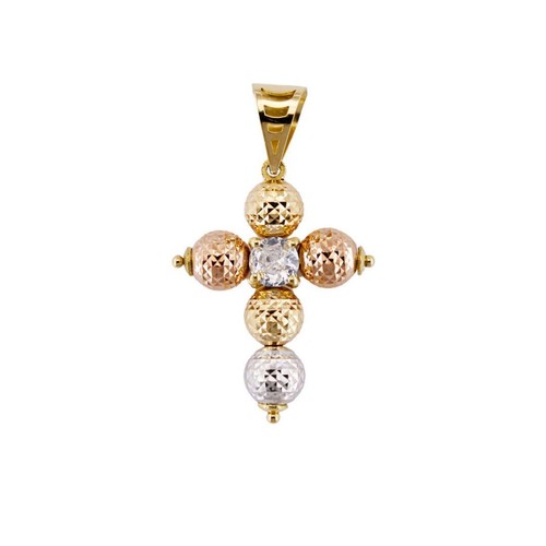 Pendentif collier croix boules - pendentif,