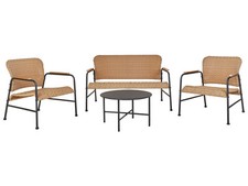 Ensemble de Jardin en Rotin PE 4 Places avec Canapé et Fauteuils Table Basse Str