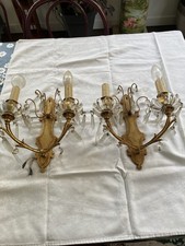 paire d'appliques Cristal De Baccarat Et Bronze Doré Manque Une Pampilles