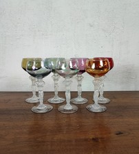 lot de 7 verre sur pied décor femme sculpté multicolore