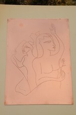 plaque cuivre gravée  visages