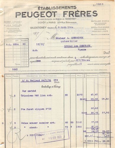 1934 aciers outillage - 1934, ets