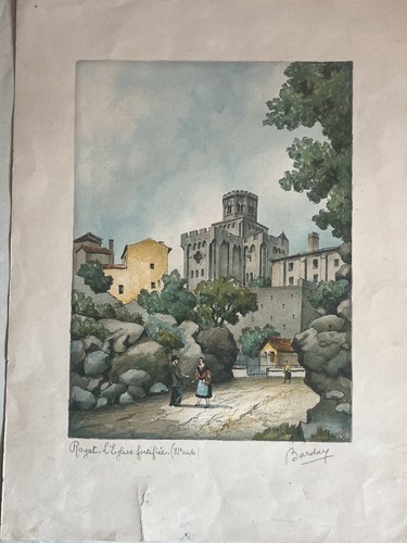 Gravure ancienne couleur - gravure,