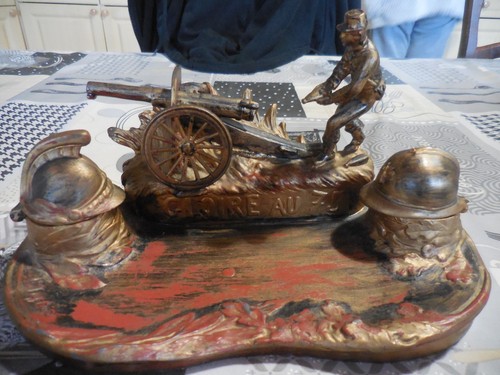 Ancien double encrier soldat - ancien,