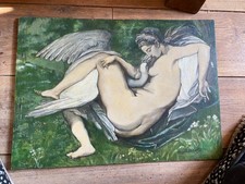 Léda Et Le Cygne , Huile Sur