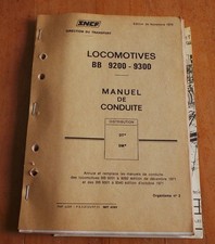 RARE SNCF - MANUEL DE CONDUITE LOCOMOTIVES BB 9200 - 9300