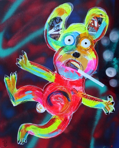 Chien dog smoking tableau pop - chien,