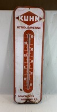 ANCIEN GRAND THERMOMETRE TOLE NON EMAILLE PUBLICITAIRE KUHN  AGRICOLE GARAGE
