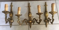 Lot Appliques Murales En Laiton Bronze Bougie