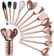 Copper Kitchen Utensils Set,13 Pieces Stainless Steel Cooking Utensils Set with
