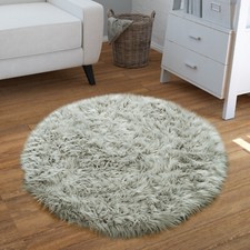 Tapis Salon Poils Longs Fausse Fourrure Diff. Formes Monochrome, Gris