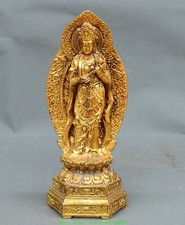 7.8'' Old Bronze Gilt Kwan-yin