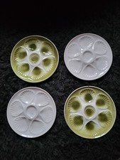 4 ASSIETTES A HUITRES COQUILLAGES VERTE ET BLANCHE ORCHIES MOULIN DES LOUPS 