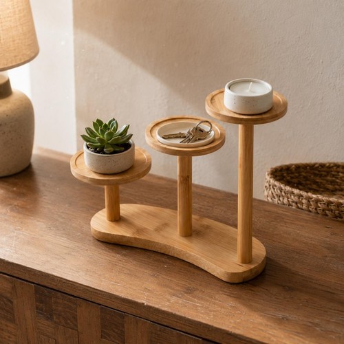 Présentoir table bambou - table,