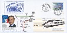 PE613 FDC "Inauguration Rhine-Rhone HSL - SARKOZY France" Villers-les-Pots 2011