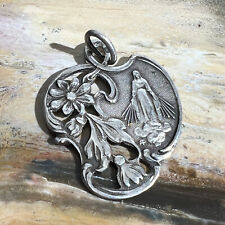 Médaille religieuse Vierge Marie Argent Art Nouveau Signée AP Religion Medal