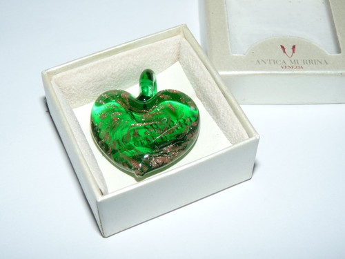 Pendentif coeur verre murrina - pendentif,