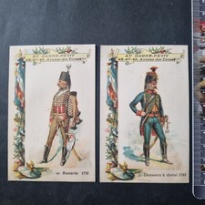 Soldats Militaria 2 Chromos 1900 Hussard 1779 Chasseur 1793 Anciens Scraps