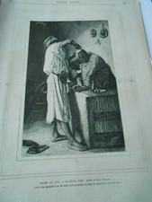 Gravure 1873 - Le Barbier Turc d'après tableau de Bonnat