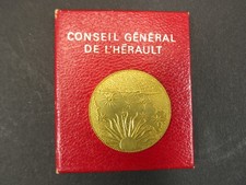 Médaille Jeton Conseil Général de l'Hérault (34) Vintage Écrin Rouge Officiel 34
