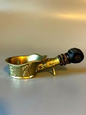 Antique Chinese Brass Coal silk iron Fist carved wood  Handle