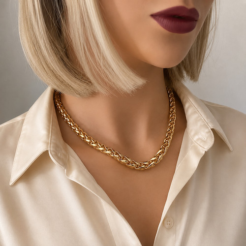 Collier maille palmier - , en