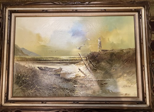 Vintage 1970s signed oil - vintage, on