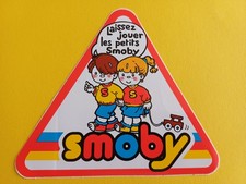 Autocollant vintage Jouets SMOBY (13,5 x 12 cm) forme panneau de signalisation