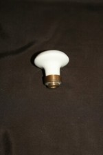 Poignée de porte ancienne en porcelaine blanche et laiton - Ronde