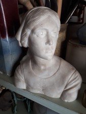 buste jeune fille albâtre signé Chapu,18x20cm env