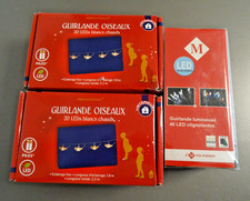 lot 3 DECO sapin de NOEL GUIRLANDE ELECTRIQUE 2x20 LED piles OISEAUX 1x40 220V