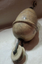 GRAND Contre poids suspension monte baisse céramique craquelée poulie ancien por