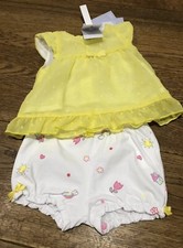 Ensemble été 2 pièces jaune bébé fille. Âge 1 mois. Neuf avec étiquettes